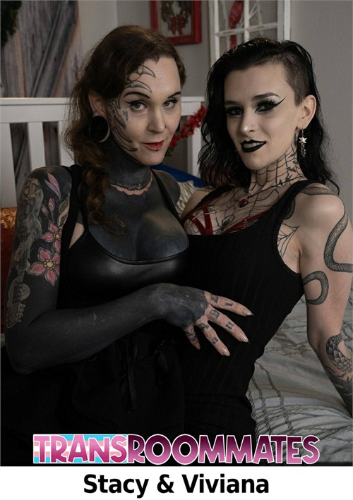 Stacy and Viviana’s hard cocks throb as they suck each other intensely