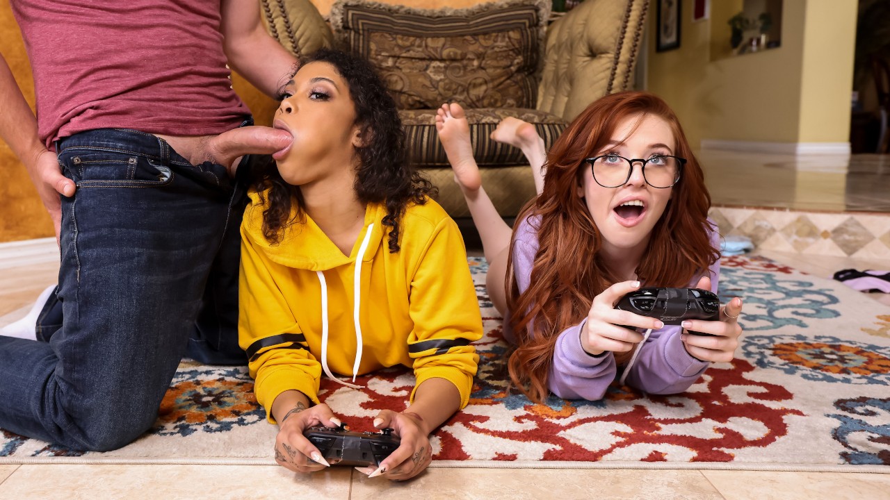 Watch Gamer Girl Threesome Action Porn Online Free